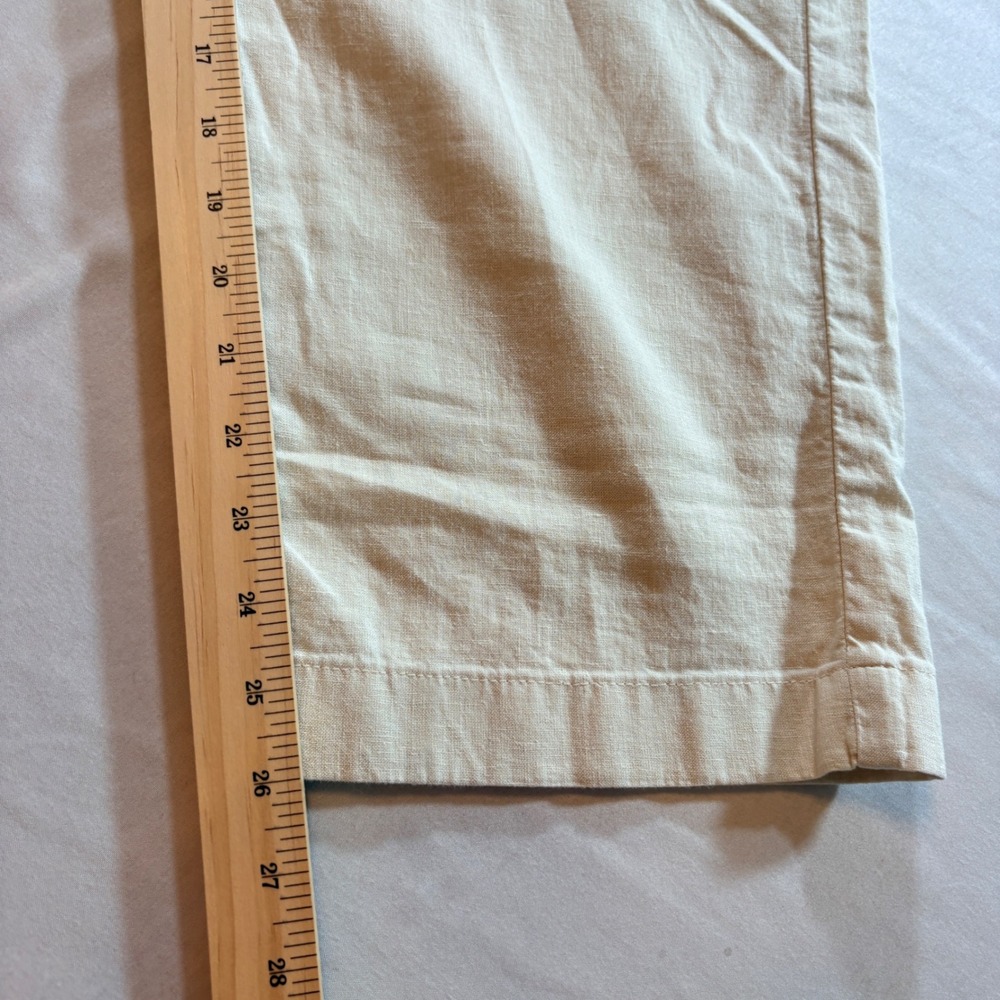 American Eagle Stovepipe Crop Pants Womens 2 Regular Beige Linen Blend Pleated - Picture 9 of 10